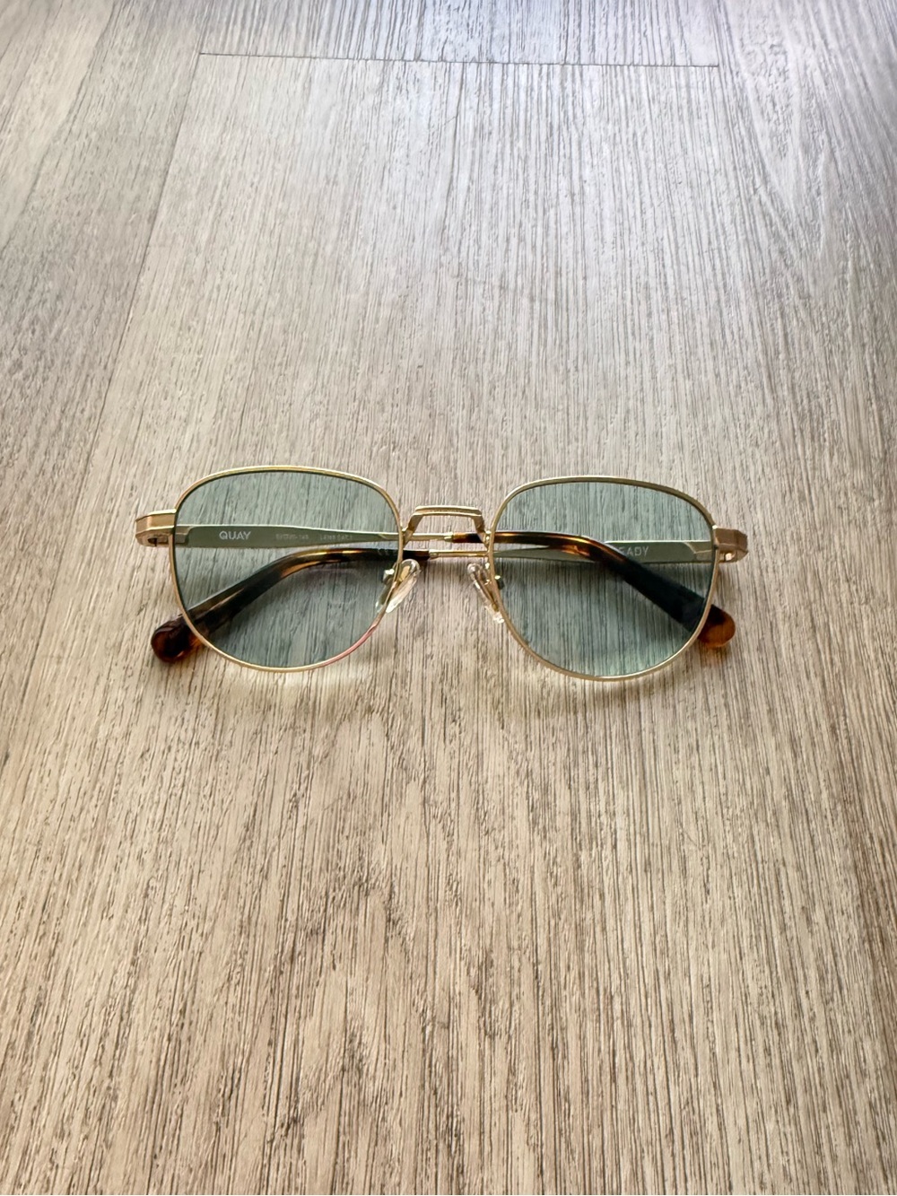 quay australia born ready gold & blue round retro metal sunglasses eyewear NEW